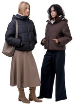 WarmCore™ Premium Faux Fur Lined Short Puffer Jackets with Removable Hood