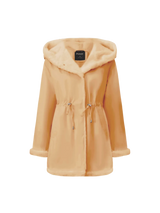 WarmCore™Faux Fur Lining Mid Length Rain Coat,Adjustable Waist Design