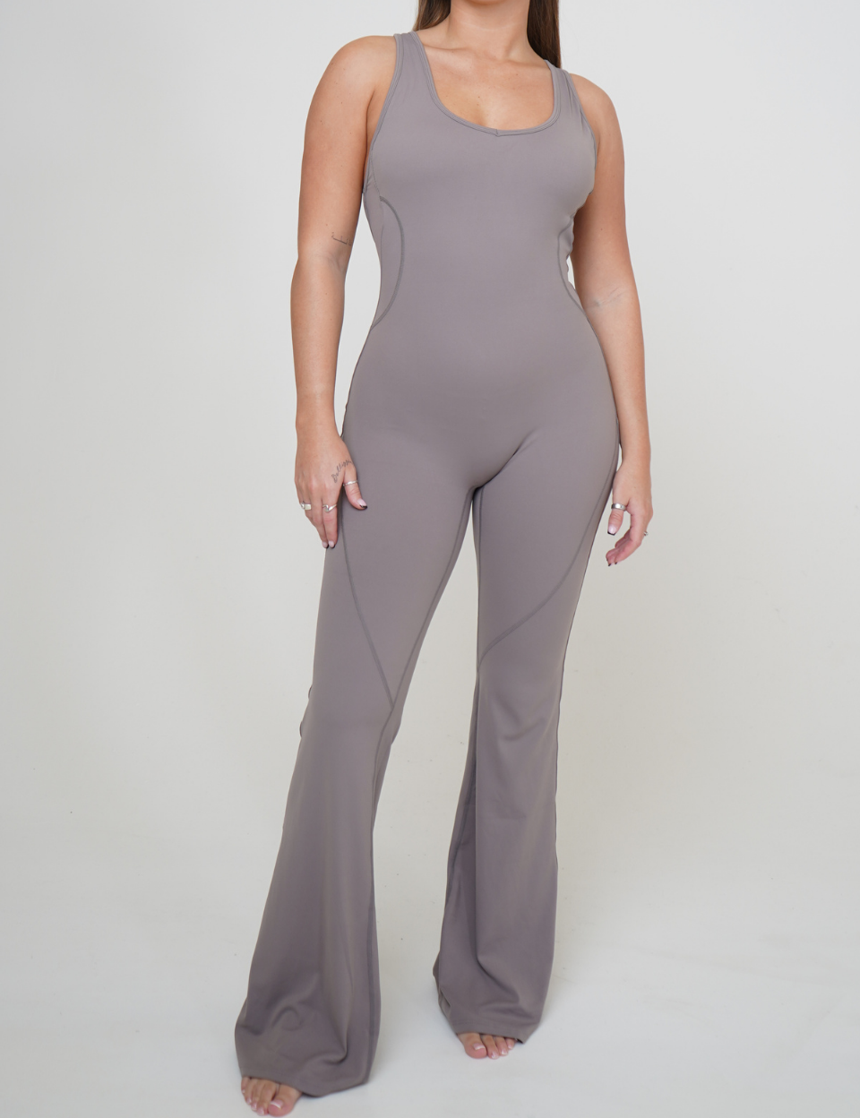 Go.G.G OnTheMove Soft Touch Fitness Open Back Flared Yoga Jumpsuit