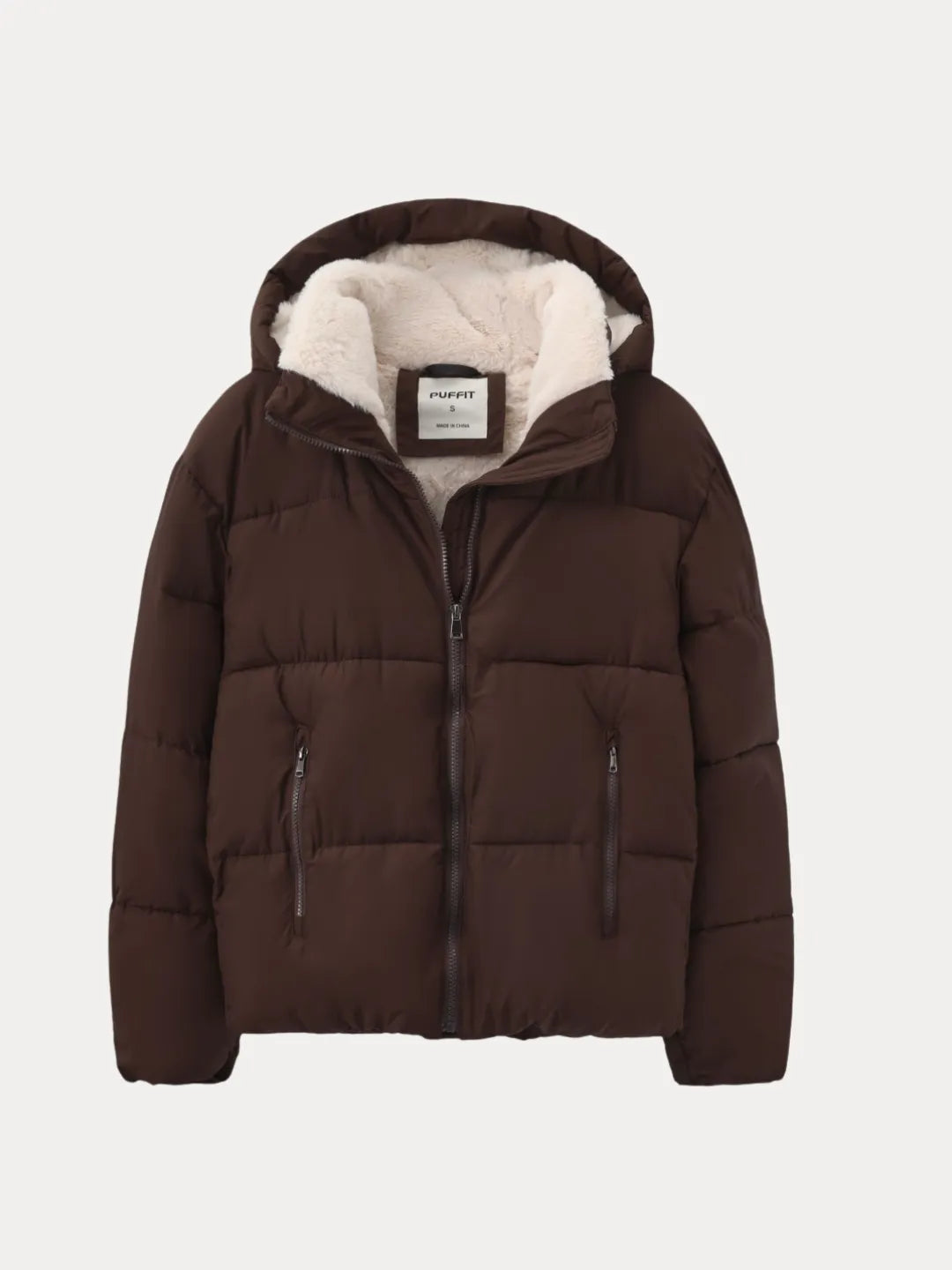 WarmCore™ Premium Faux Fur Lined Short Puffer Jackets with Removable Hood