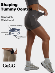 Go.G.G OnTheMove Tummy Control Soft Touch Pocket High Waisted Tummy Control Fitness Yoga Shorts