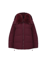 WarmCore™Faux Fur Collar Puffer With Detached Hood,Removable Faux Fur Collar