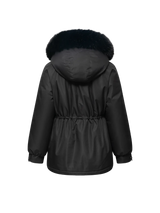 WarmCore™ Faux Fur Mid-Length Hooded Drawstring Parka With Adjustable Waist Belt Desig