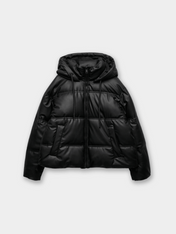 Go.G.G Selected Faux Leather Hooded Puffer Jacket