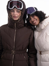 WarmCore™ Premium Hooded Waist-Cinched Puffer With Gold-tone Metal Belt