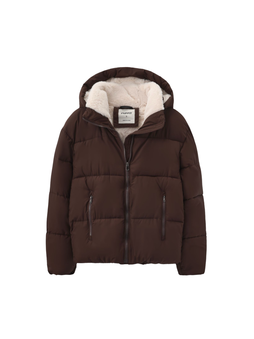 WarmCore™ Premium Faux Fur Lined Short Puffer Jackets with Removable Hood