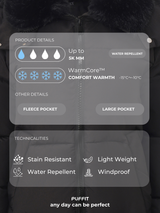 WarmCore™ Faux Fur Collar, Detached Hood, and Side Zip,High-quality Eco-Friendly Fur Collar