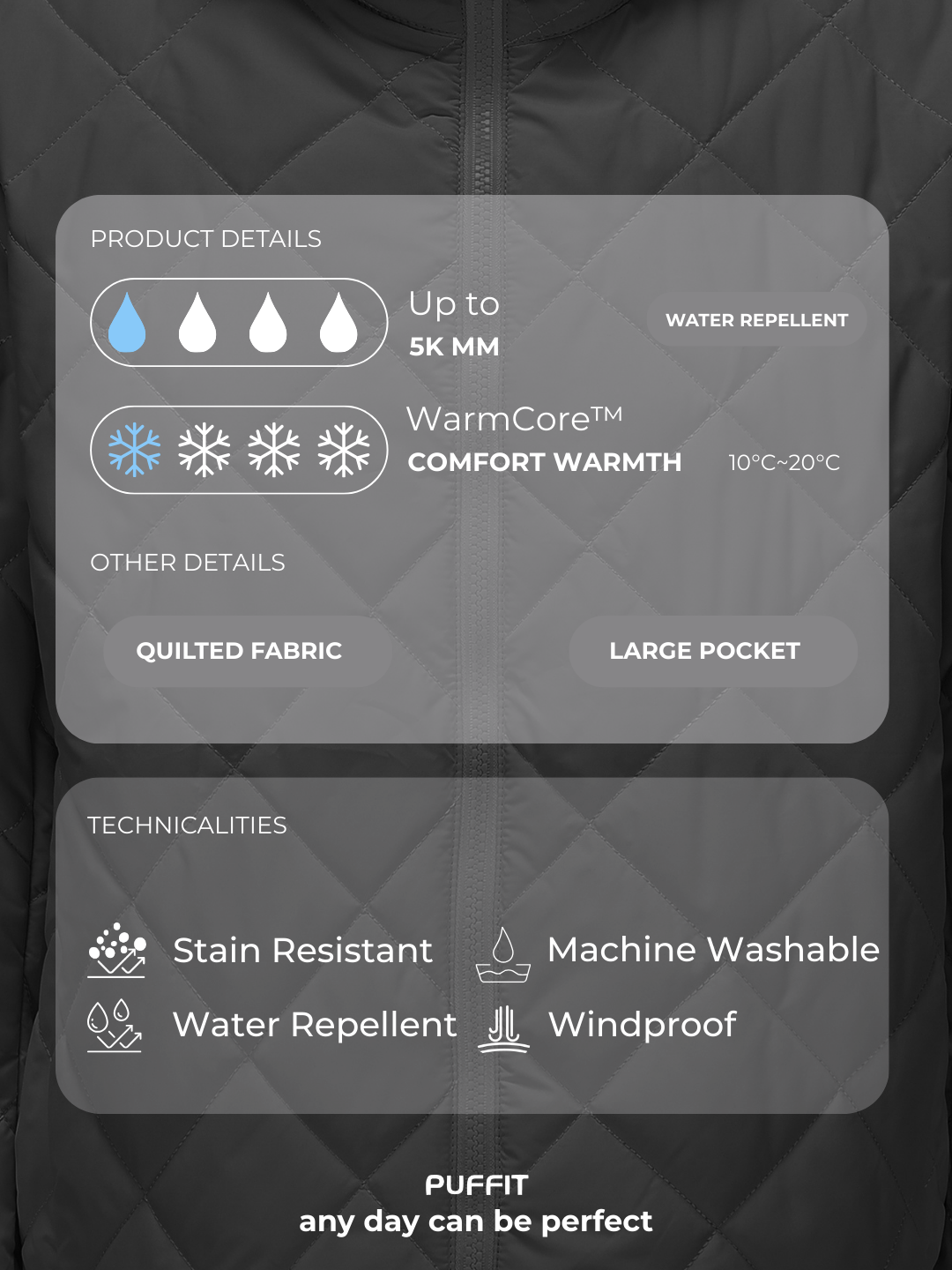 WarmCore™ Premium Hooded Lightweight Short Quilted Jacket