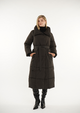 WarmCore™ Extra Long Length Belted Button Puffer